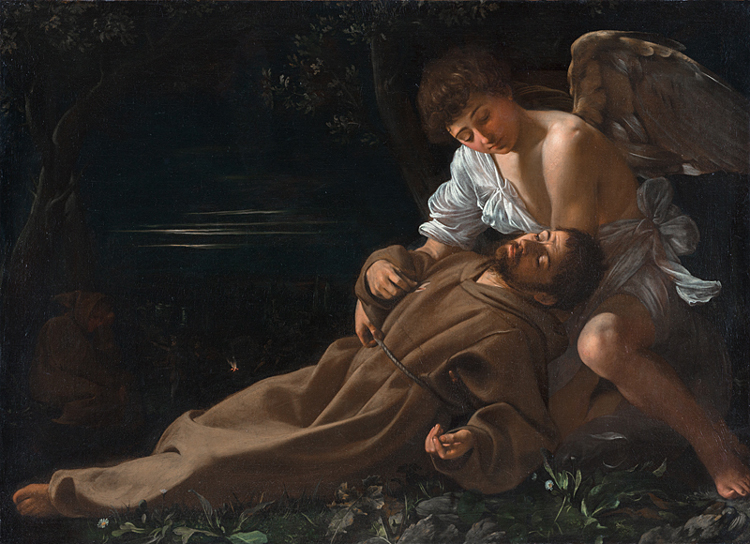 Michelangelo Merisi da Caravaggio, 1571–1610. Saint Francis of Assisi in Ecstasy, about 1595-96. Oil on canvas, 94 x 130 cm. Wadsworth Atheneum Museum of Art, Hartford, CT. The Ella Gallup Sumner and Mary Catlin Sumner Collection Fund. © Wadsworth Atheneum Museum of Art / photo: Allen Phillips.