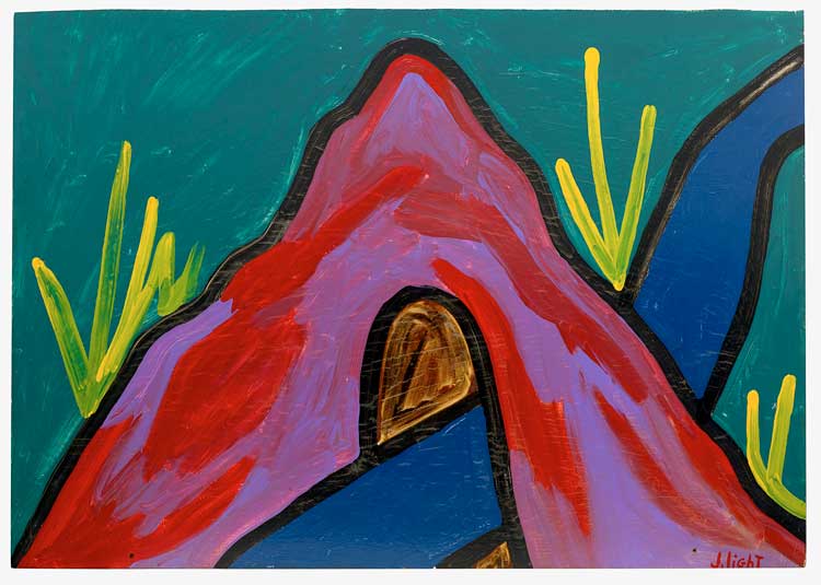Joe Light, Blue River Mountain, 1988. Enamel on wood, 81.3 x 121.9 cm. Souls Grown Deep Foundation, Atlanta. © ARS, NY and DACS, London 2022. Photo: Stephen Pitkin/Pitkin Studio