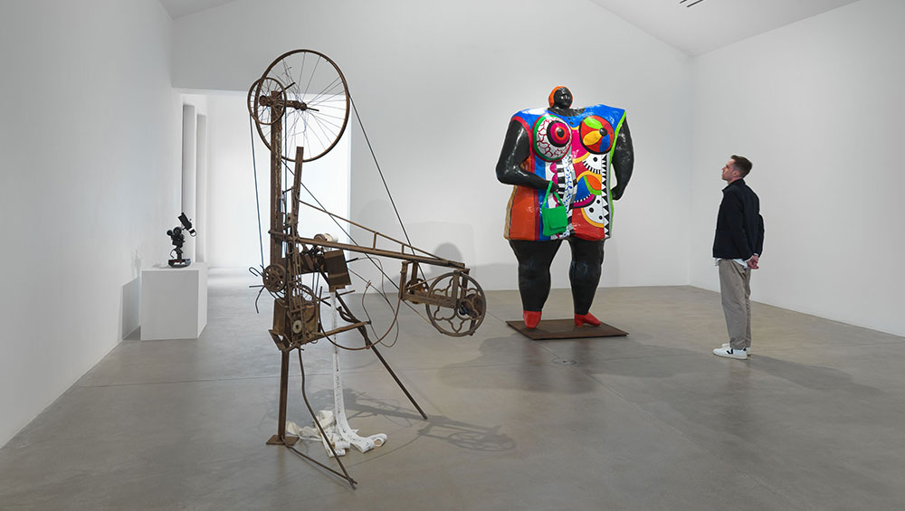 Niki de Saint Phalle & Jean Tinguely. Myths & Machines, installation view, Hauser & Wirth Somerset, 2025. © Niki Charitable Art Foundation. All Rights Reserved, DACS 2025. © Jean Tinguely, DACS 2025. Photo: Ken Adlard. Courtesy the artists and Hauser & Wirth.