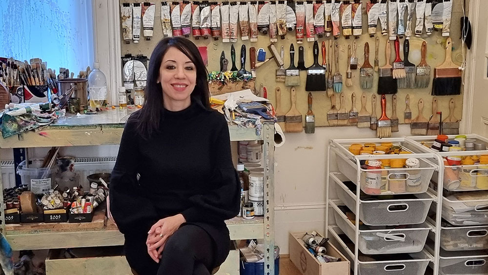 Sara Shamma in her London studio, 2023. Photo: Juliet Rix.