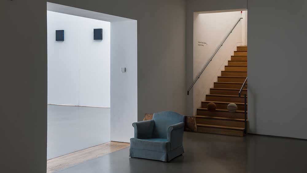 Michael E Smith, Untitled, 2023. Basketballs, stairs. Installation view, Henry Moore Institute, Leeds. Photo: Veronica Simpson.