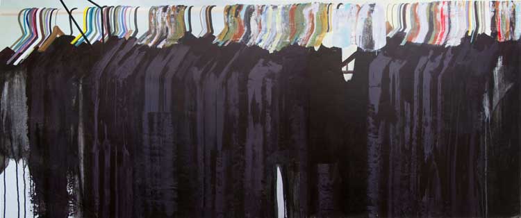 Mohammed Sami. Every Day is Ashura II, 2020. Acrylic on linen, 80 x 195 cm. Courtesy of the artist, Modern Art London and Luhring Augustine New York.