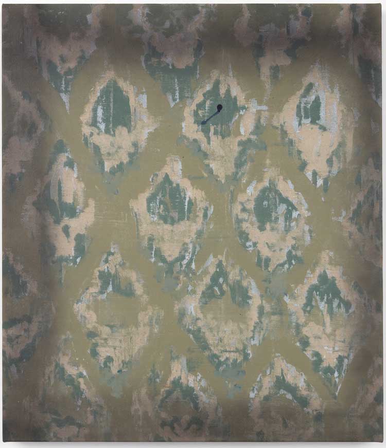 Mohammed Sami. Weeping Walls III, 2022. Mixed media on linen, 75.5 x 65 cm. Courtesy of the artist, Modern Art London and Luhring Augustine New York.