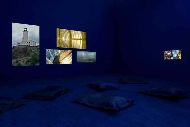 Zineb Sedira, Lighthouse in the Sea of Time (2011), installation view, Can’t You See the Sea Changing?, De La Warr Pavilion, 2022. Photo: Thierry Bal.