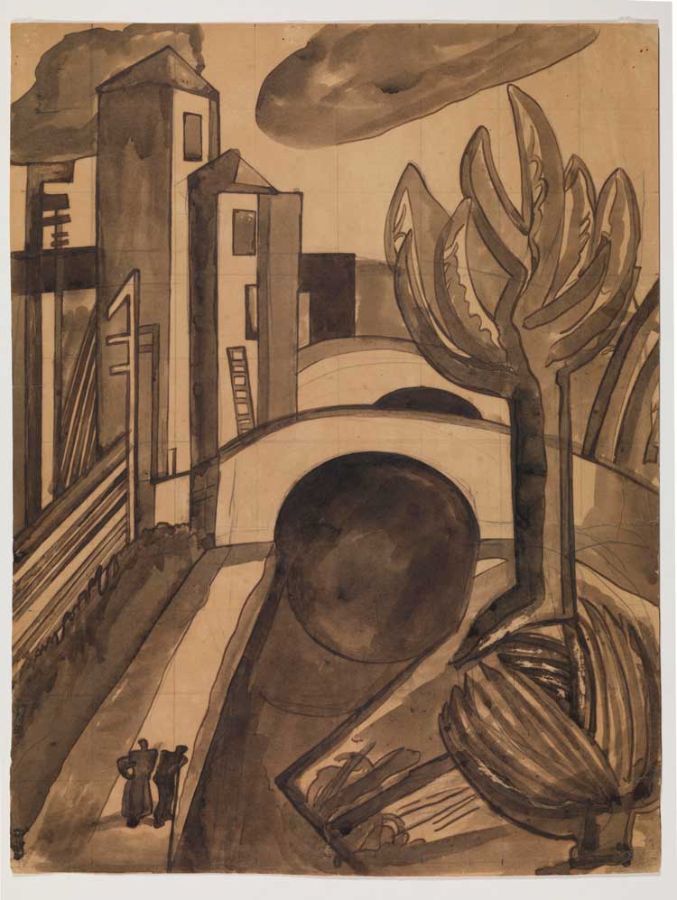 Helen Saunders. Canal, c1913. Drawing. The Courtauld, London (Samuel Courtauld Trust). © Estate of Helen Saunders.