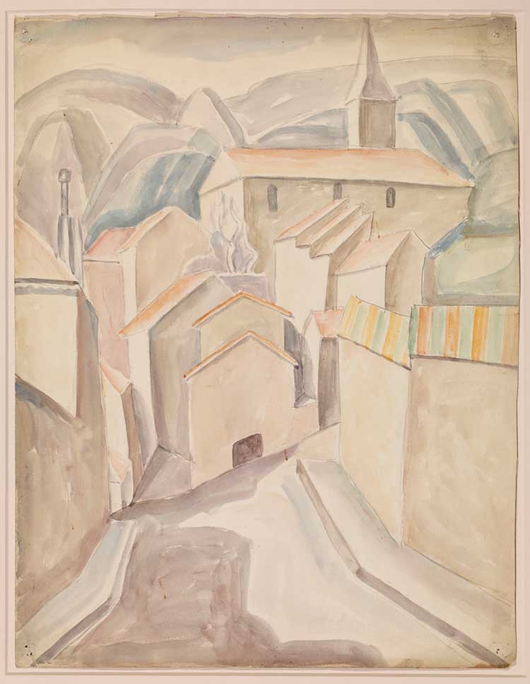 Helen Saunders. View of L’Estaque, 1920-29. Drawing. The Courtauld, London (Samuel Courtauld Trust). © Estate of Helen Saunders.