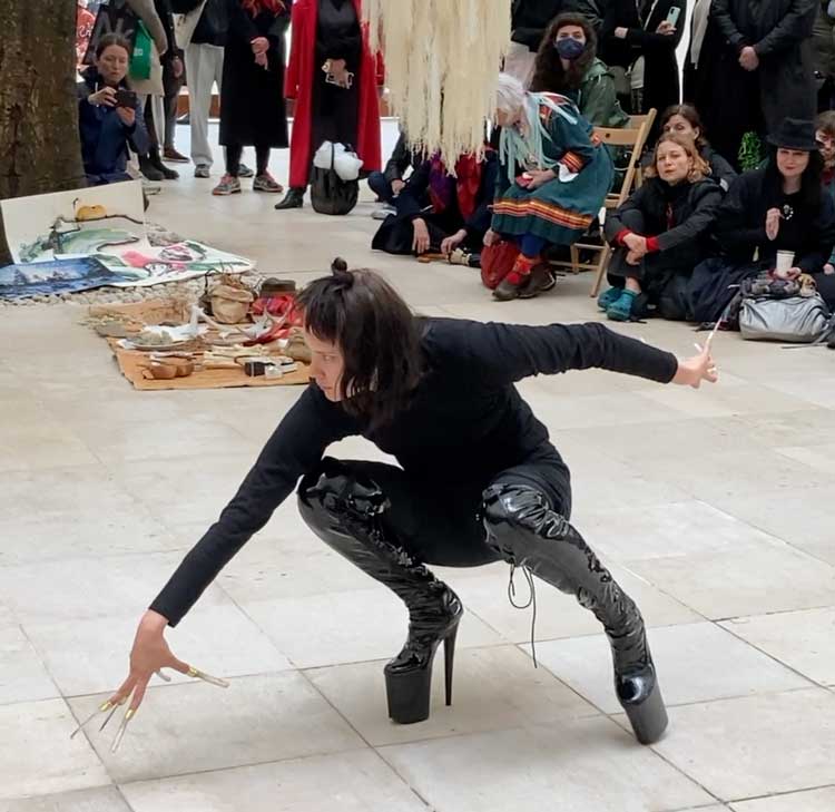Pauliina Feodoroff, performance, Sámi Pavilion (Nordic Countries), Venice Biennale 2022. Photo: Elizabeth Fullerton.