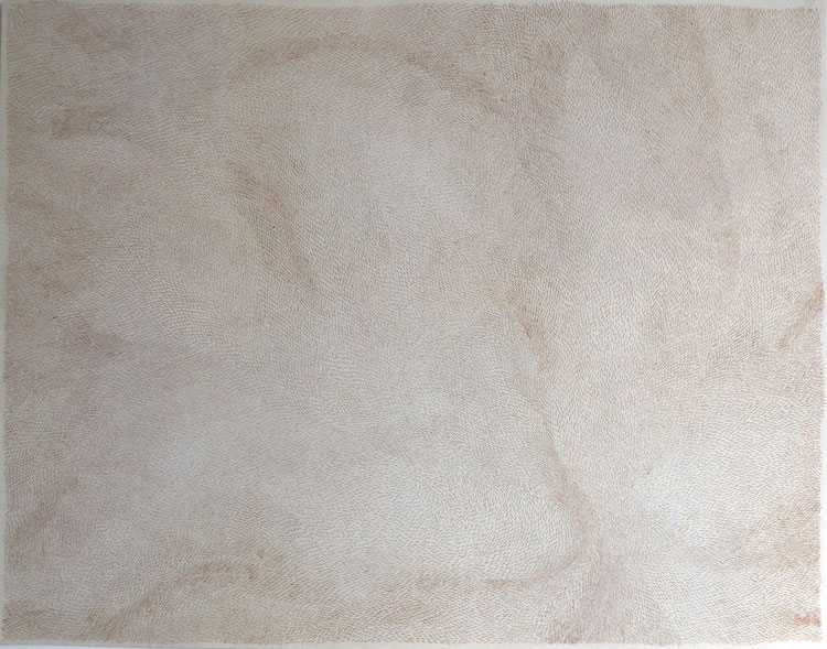 Rebecca Salter, Untitled AG48 (2014), pyrography on kozo paper, 94 x 120 cm (37 x 47 in). © the artist.