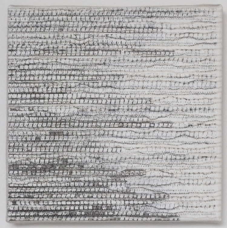 Rebecca Salter, Untitled AR12, 2019. Mixed media on muslin on linen, 15 x 15 cm (6 x 6 in). © the artist.