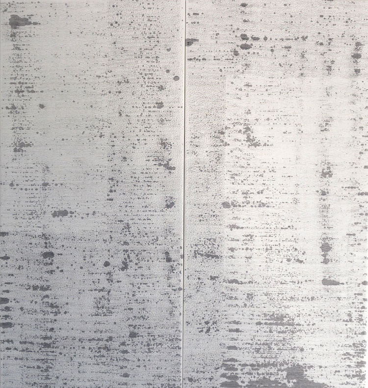 Rebecca Salter, Untitled JA9, 2020. Mixed media on muslin on linen, 160 x 150 cm (63 x 59 in). © the artist.