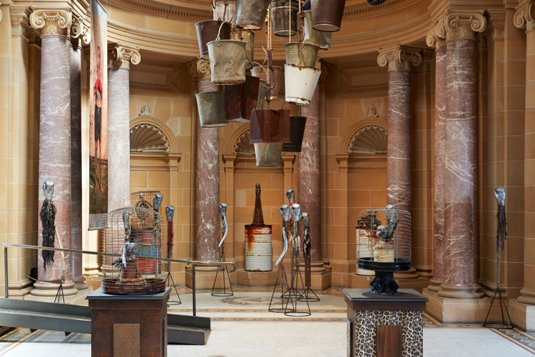 Karla Dickens, A Dickensian Circus, 2020. Installation view for the 22nd Biennale of Sydney (2020), Art Gallery of New South Wales. Commissioned by the Biennale of Sydney with generous support from the Australia Council for the Arts, Copyright Agency’s Cultural Fund, Create NSW, and generous assistance from Justine and Damian Roche. Courtesy the artist & Andrew Baker Art Dealer, Brisbane. Photograph: Zan Wimberley.