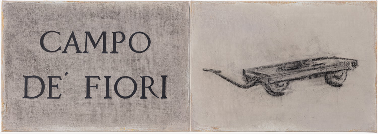 Michael Simpson. 17 February 1600, 2019. Oil and charcoal on canvas, 35 x 100 cm. Images courtesy the artist and Blain|Southern.