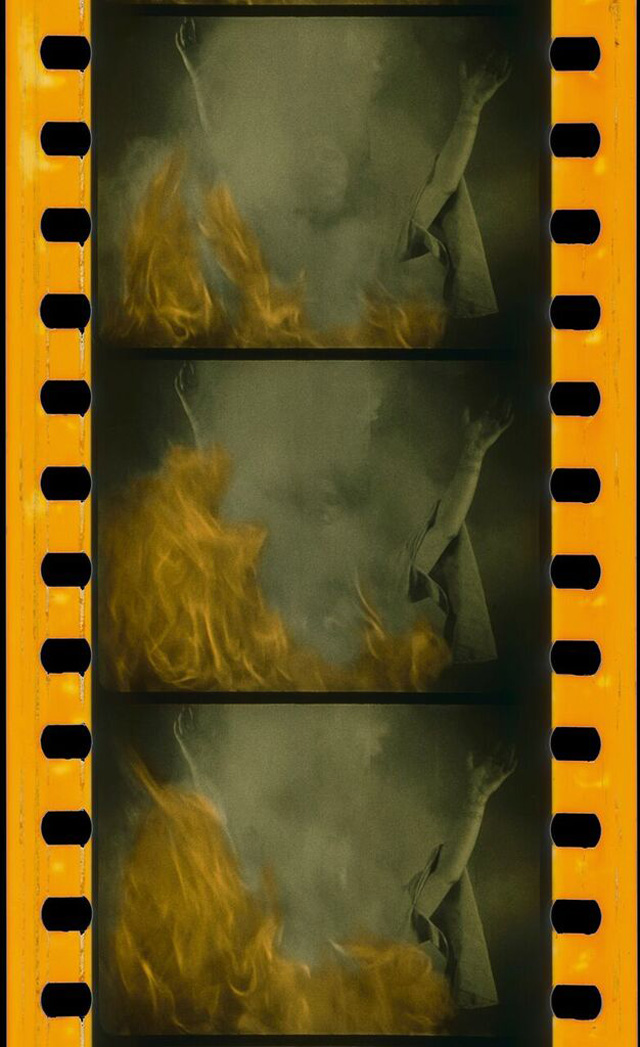 Aura Satz. Joan the Woman - With Voice, 2013. Duratrans prints framed in lightbox with hidden mp3 player and speakers, 45 x 71 x 12 cm.
