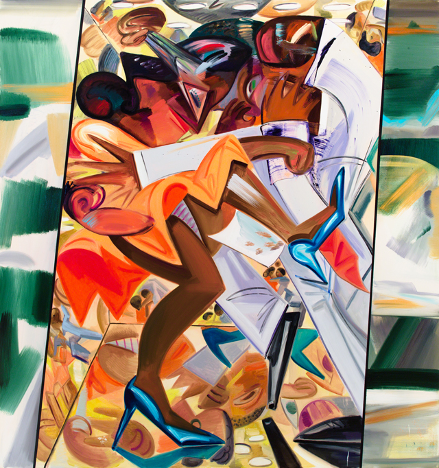 Dana Schutz. Fight in an Elevator, 2015. Oil on canvas, 96 x 90 in (243.8 x 228.6 cm).