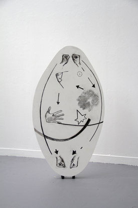 Ulysse Bordarias.
Mobile No. 1, 2014. Plywood, laminate, charcoal and metal,
130 x 50 x 4 cm.
