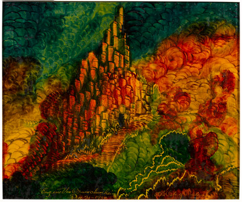 The Pile of Andrius (#67). Eugene Von Bruenchenhein (1910–1983), Milwaukee, Wisconsin, December 31, 1954. Oil on corrugated cardboard, 13 x 15 1/2 in. Collection American Folk Art Museum, New York. Gift of Lewis and Jean Greenblatt. Photograph: by John Parnell, New York.