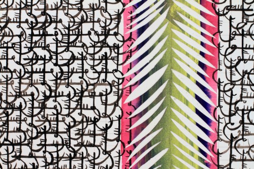 Hadieh Shafie. Grid/Cut 2, 2014 (detail). Ink and acrylic on mat board, 48 x 96 in (121.9 x 243.8 cm). Courtesy of the artist and Leila Heller Gallery, New York. Photograph: Jason Fagan.