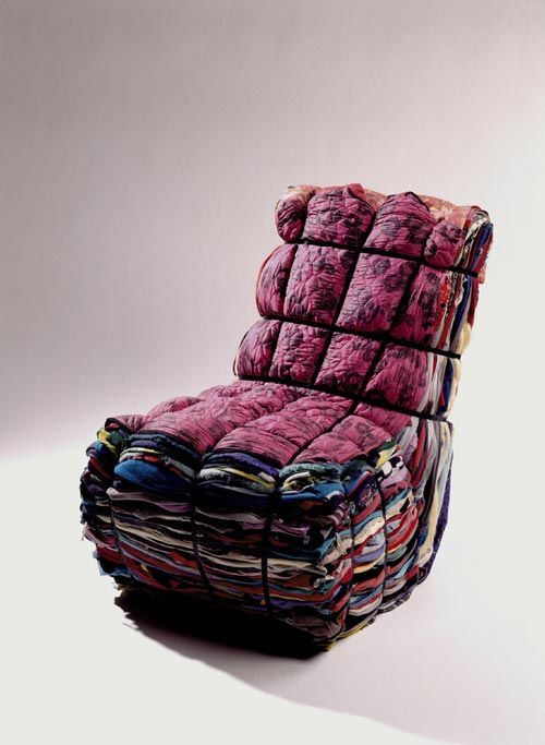 Droog Design. Rag Chair, Tejo Remy, 1991 60 x 60 x 110 cm. Used clothes, metal strips. Collection Droog Design. Photo: Hans van der Mars.