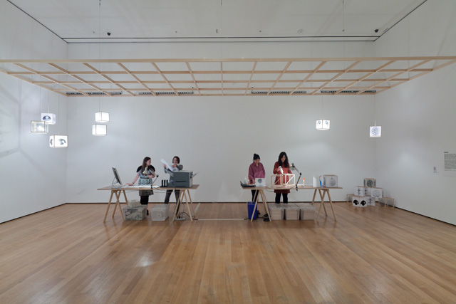 Superflex. Copy Light/Factory, 2008. Installation view of workshop as part of Print/Out, The Museum of Modern Art, New York, 19 February – 14 May 2012. Photograph: Thomas Griesel.