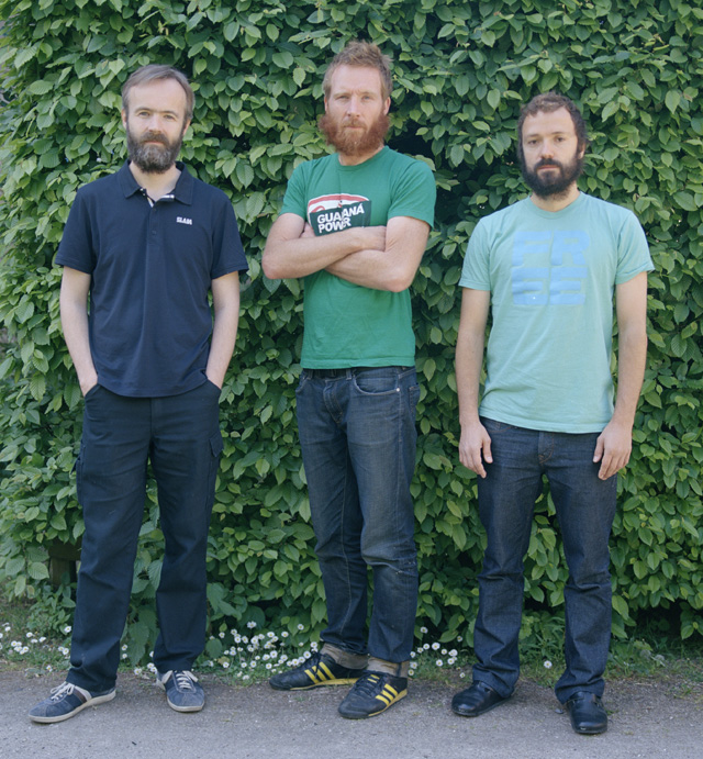 Superflex: Rasmus Nielsen, Jakob Fenger, Bjørnstjerne Christiansen. Photograph: Nikolai Howalt.