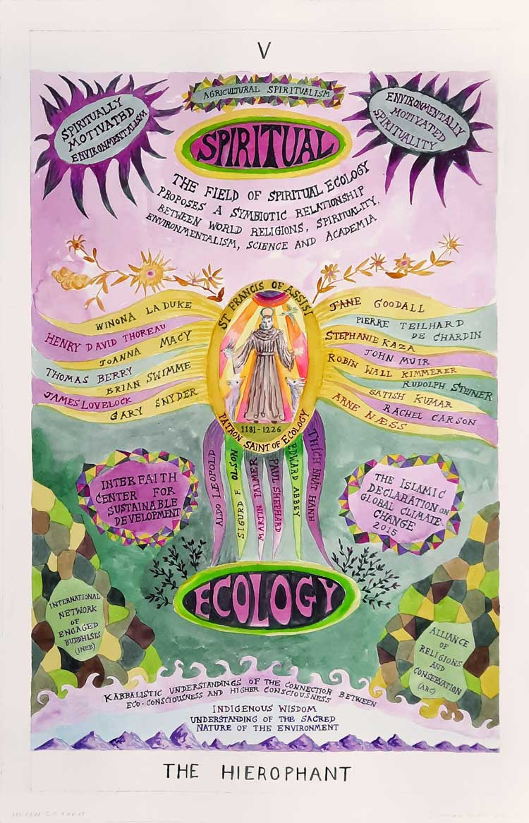 Suzanne Treister, Study for Hexen 5.0/Tarot/V The Hierophant - Spiritual Ecology, 2024. Courtesy Annely Juda Fine Art, London and P.P.O.W, New York.