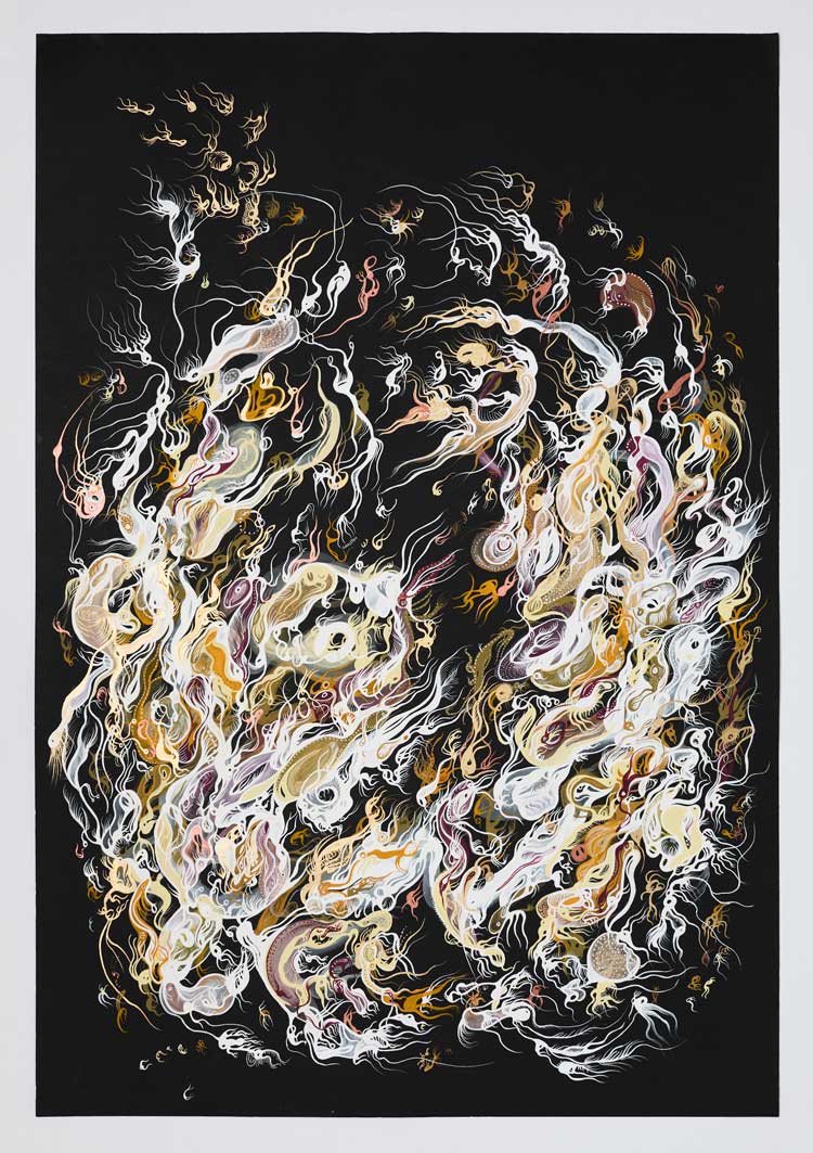 Cara Macwilliam, Courting of the Glistening Veil, 2024. Gouache and watercolour on watercolour paper. Courtesy the artist. Photo courtesy Jennifer Lauren Gallery, by Laura Hutchinson.