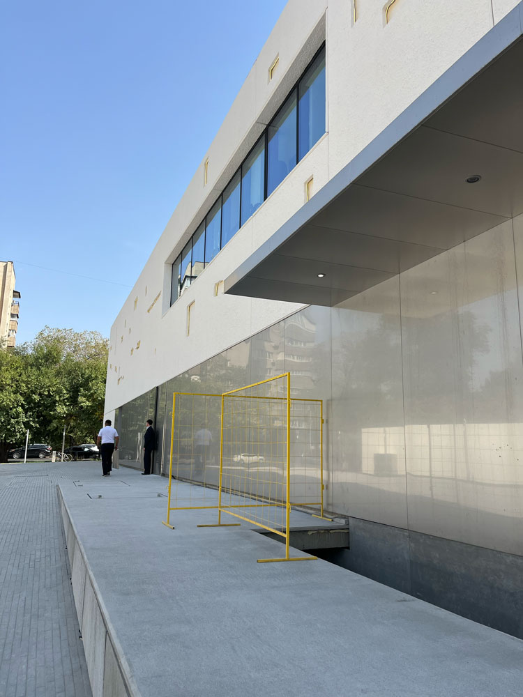 Steel doors along north side of the Tselinny Center of Contemporary Culture. Photo: Veronica Simpson.