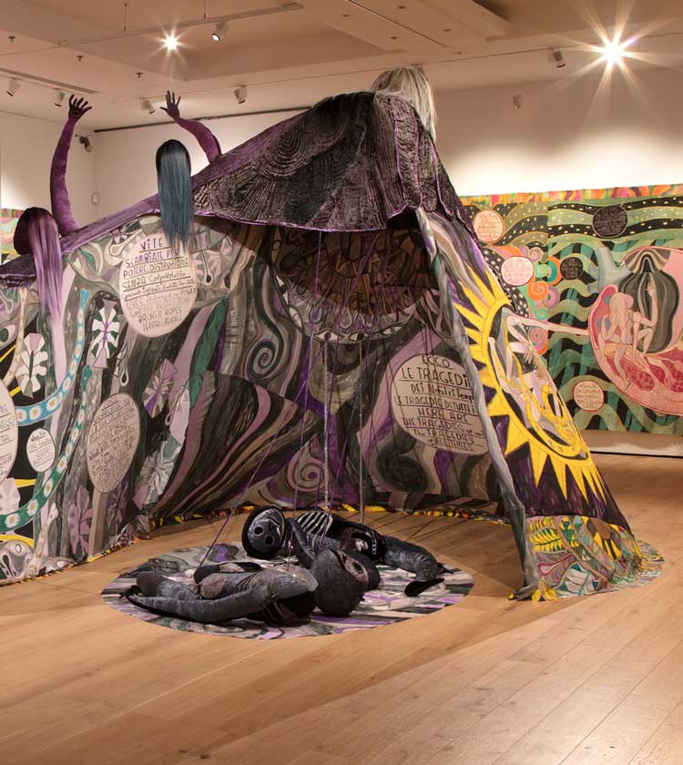 Emma Talbot: How We Learn to Love, installation view, Compton Verney, 2025. Photo: Jamie Woodley © Jamie Woodley and Compton Verney.