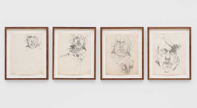 Paul Thek. Untitled, 1969-70. Pencil on paper, 27 x 21 cm (10 3/4 x 8 1/4 in) each. © Estate of Paul Thek. Courtesy of Pace Gallery, Galerie Buchholz, Mai 36 Galerie, and the Watermill Center, NY. Photo: Eva Herzog.