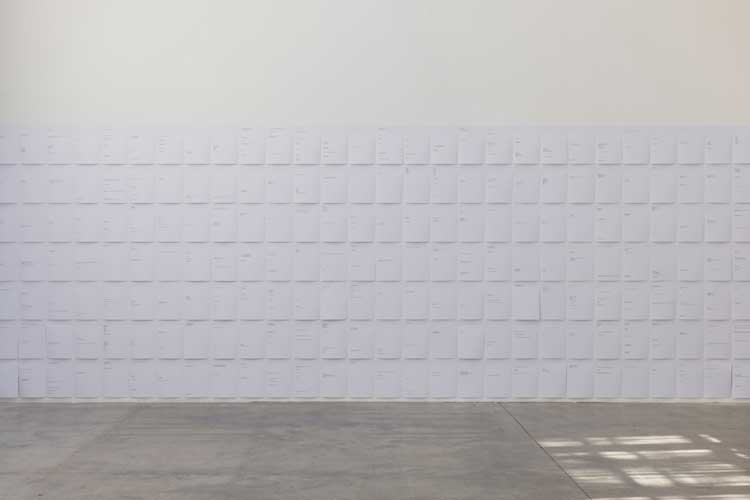 Nora Turato: pool7 [text], 2025. Printed text on approx 1,800 sheets of A4 paper. Photo: Rob Harris. Image courtesy the artist.