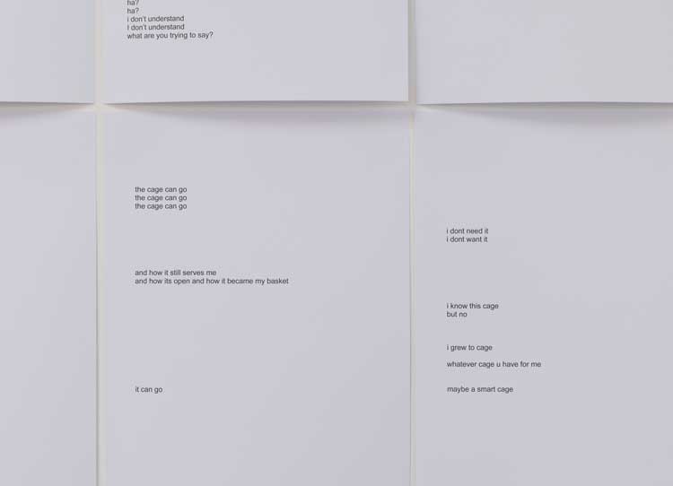 Nora Turato: pool7 [text], 2025 (detail). Printed text on approx 1,800 sheets of A4 paper. Photo: Rob Harris. Image courtesy the artist.