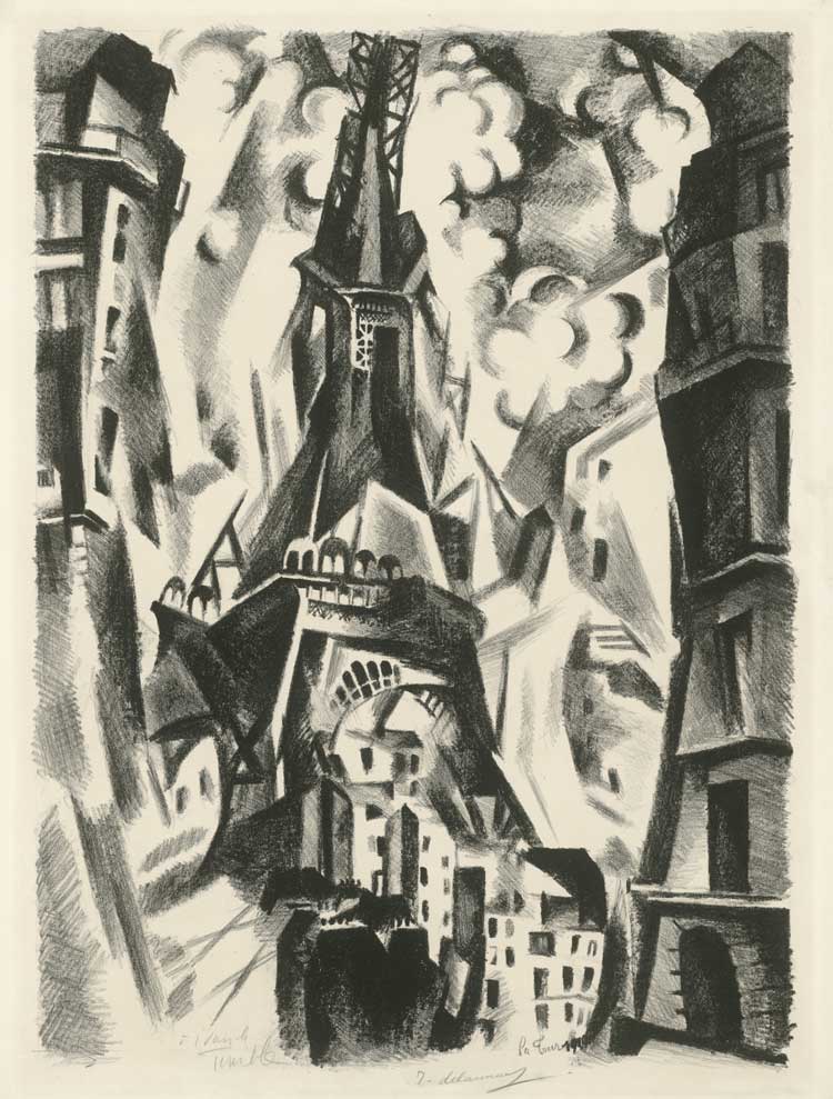 Robert Delaunay, Eiffel Tower, 1925. Lithograph. © Staatliche Museen zu Berlin, Kupferstichkabinett / Dietmar Katz.