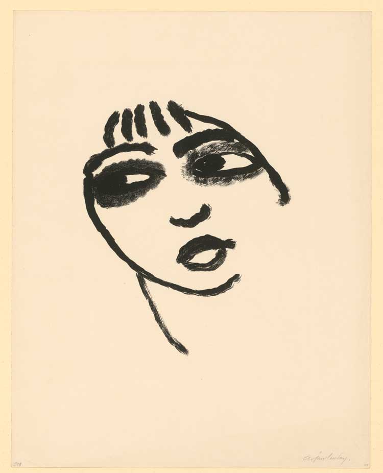 Alexej von Jawlensky, Female Head III (after a wash drawing from around 1912), c1920. Lithograph. © Kupferstichkabinett, Staatliche Museen zu Berlin / Dietmar Katz.