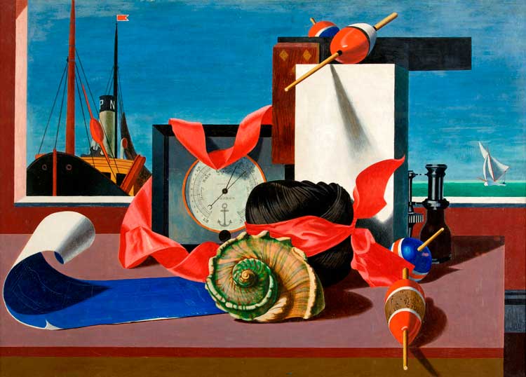 Edward Wadsworth, Bright Intervals, 1928. Tempera on canvas laid on panel, 63 x 88 cm. Museum & Art Swindon.
