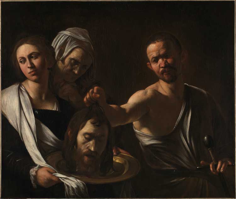 Michelangelo Merisi da Caravaggio, 1571-1610. Salome receives the Head of John the Baptist, about 1609-10. Oil on canvas, 91.5 × 106.7 cm. © The National Gallery, London.