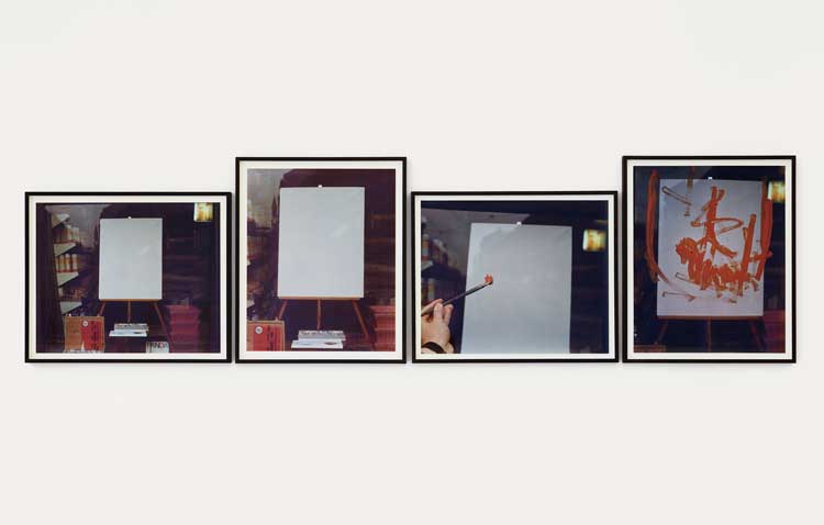 Goran Trbuljak. Sunday Painting, 1974-2014. Four framed colour photographs, 50 x 60 cm each). Photo: Carlo Favero.
