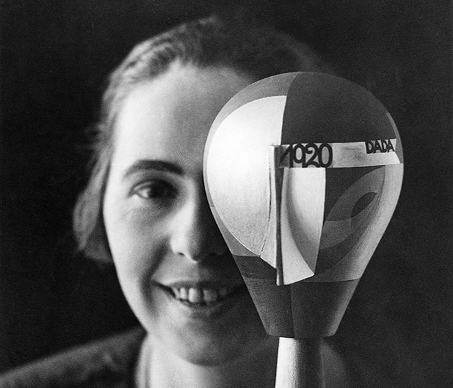 Sophie Taeuber-Arp with Dada-Head, Zurich, 1920. Photo: Nic Aluf. © Stiftung Arp e.V., Berlin/Rolandswerth.