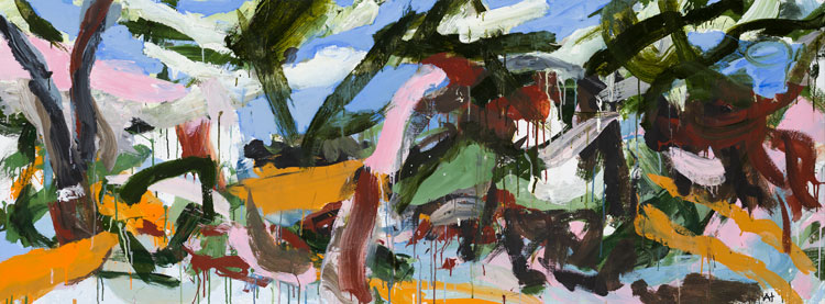 Ann Thomson. Overwhelmed by summer, 2019. Acrylic on linen, 76 x 204 cm. © the artist.