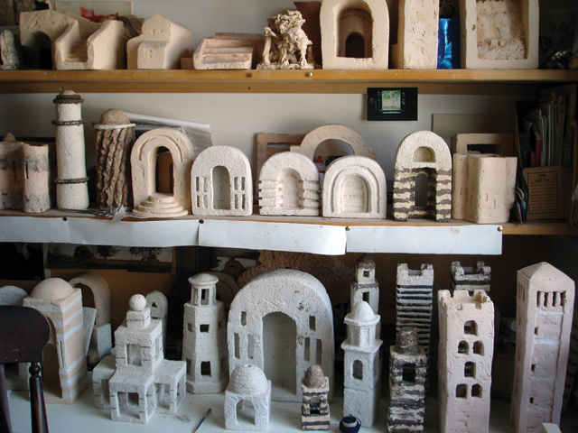 Jos Tilson. Italian architecture terracottas, London studio, 2005. Photo: Jake Tilson.