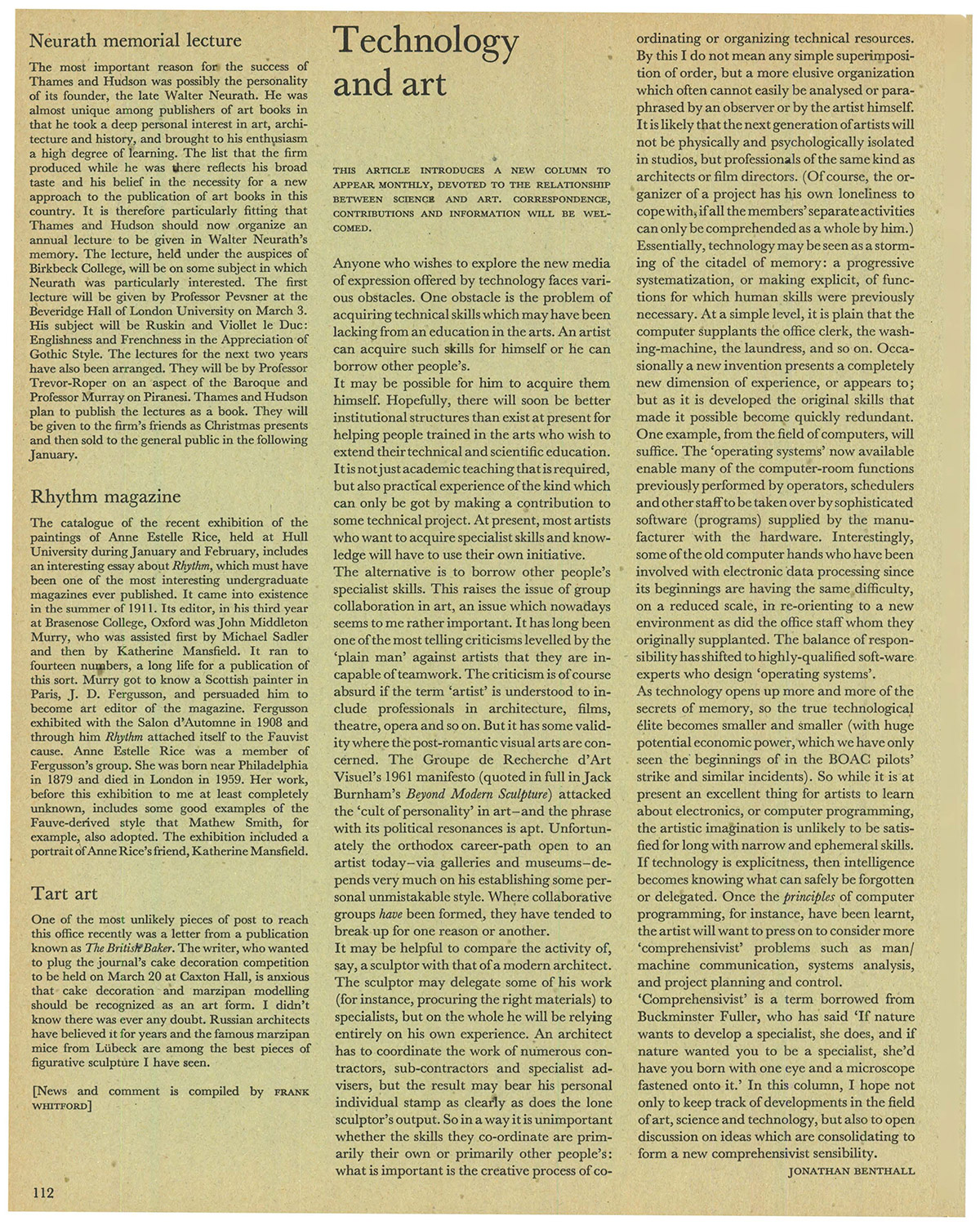 Studio International, Vol 177, No 909, March 1969, p. 112.