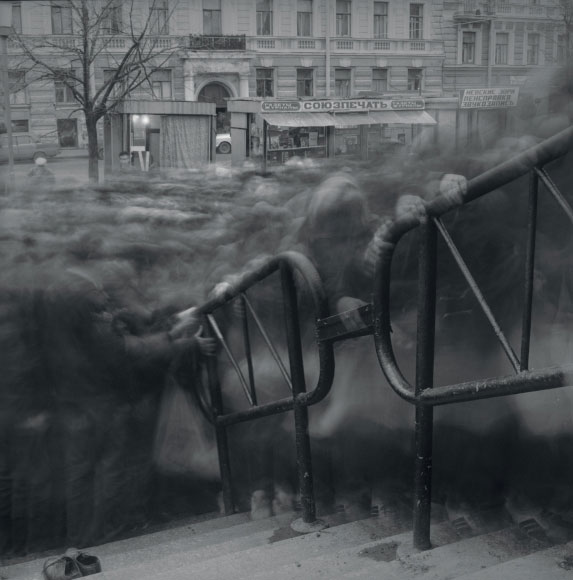 Alexey Titarenko. Vasileostrovskaya Metro Station (Variant Crowd 2), 1992. Gelatin silver print, printed by the artist, edition 15/15, 12 x 12 in (30.5 x 30.5 cm).