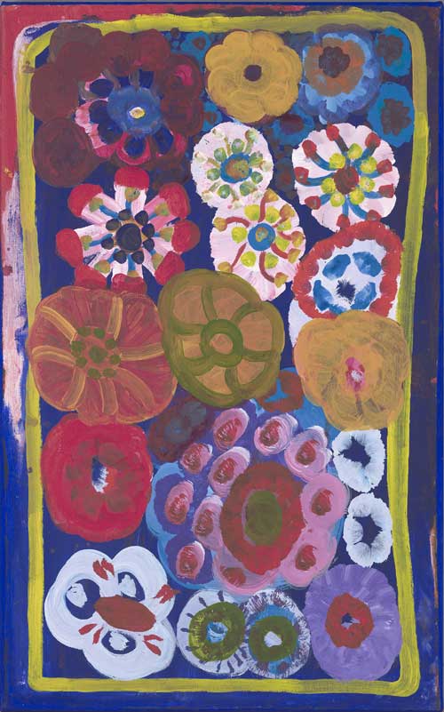 Eva ROGERS, Mara/Yukul c. 1929–2002. 'Bush flowers' 1996. Synthetic polymer paint on canvas 94.2 x 58.8 cm. Purchased, 1997 © The artist’s estate, courtesy of Alcaston Gallery, Melbourne