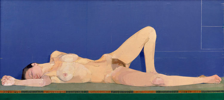 Euan Uglow, Root Five Nude, 1974-5. Oil on canvas. Image courtesy Browse and Darby, London. © The estate of Euan Uglow. All rights reserved 2025 / Bridgeman Images.