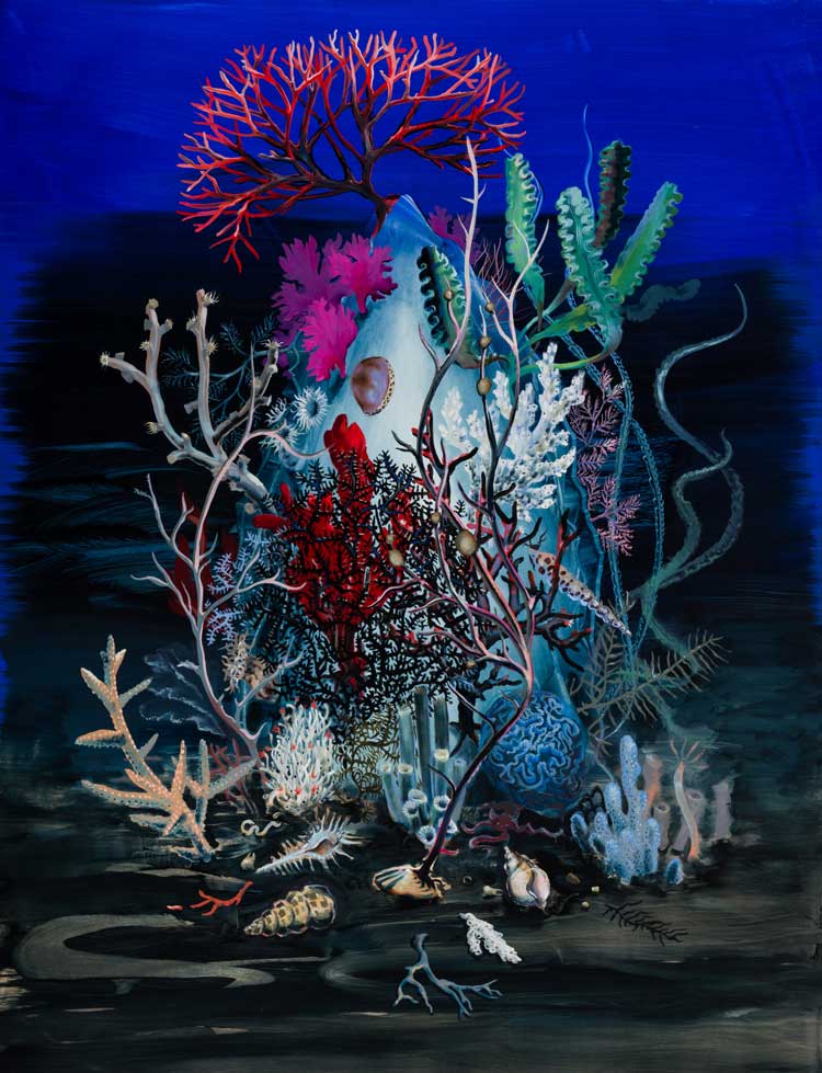 Nicola Bealing, Cowrie Rock with Teeth, 2020. Oil on panel.
Courtesy the artist and Matt’s Gallery, London.