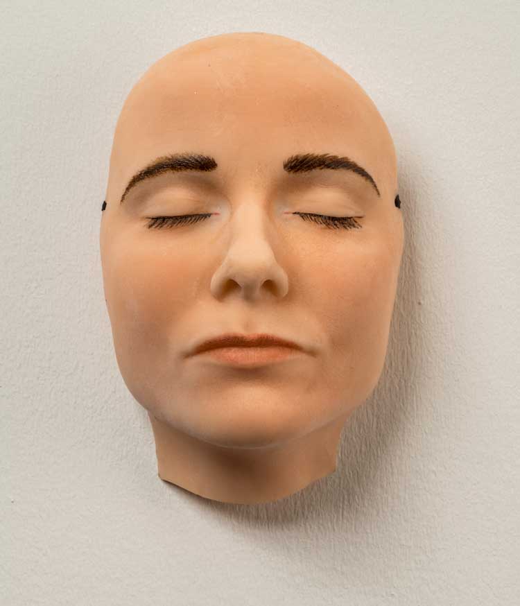 Gillian Wearing, Sleeping Mask (for Parkett, no. 70), 2004. Wax reinforced with polymer resin, paint, 8 1/4 x 5 5/8 in. National Museum of Women in the Arts, Gift of Heather and Tony Podesta Collection; © Gillian Wearing/Artists Rights Society, New York/DACS, London. Photo: Lee Stalsworth.