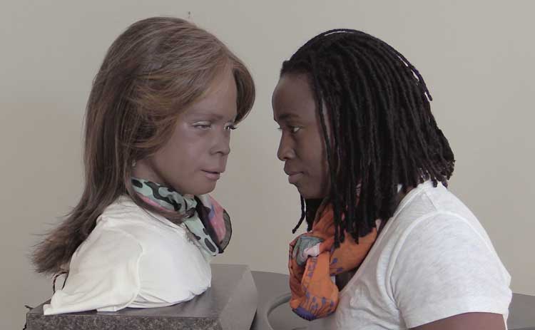 Stephanie Dinkins, Conversations with Bina48: Fragments 7, 6, 5, 2, 2018. Video and audio, 4 min. Courtesy of the artist. © Stephanie Dinkins, 2015.