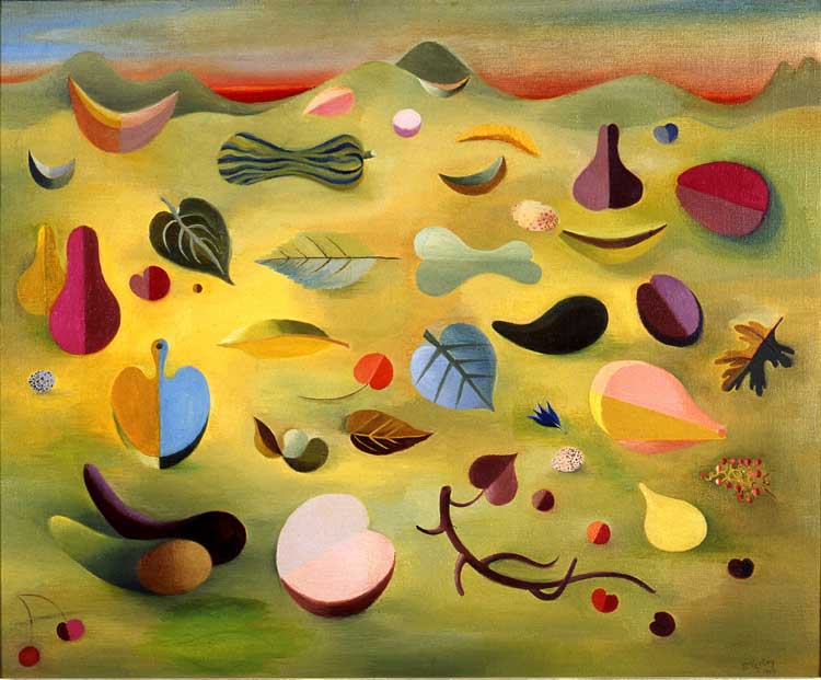 Paule Vézelay, Paysage [Landscape], 1946. Oil on canvas. Private Collection, courtesy England & Co., London.