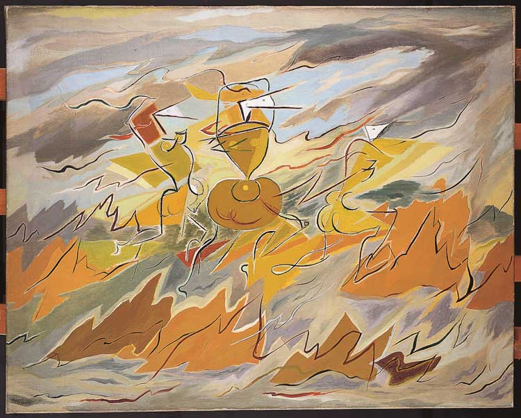 Paule Vézelay. Walking in the wind, 1930. Oil on canvas. Private Collection, courtesy England & Co., London.