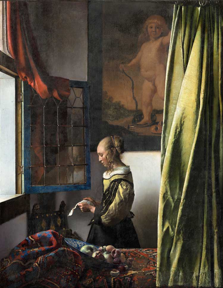 Johannes Vermeer, Girl Reading a Letter at an Open Window, 1657-58. Oil on canvas. Gemäldegalerie Alte Meister, Dresden.