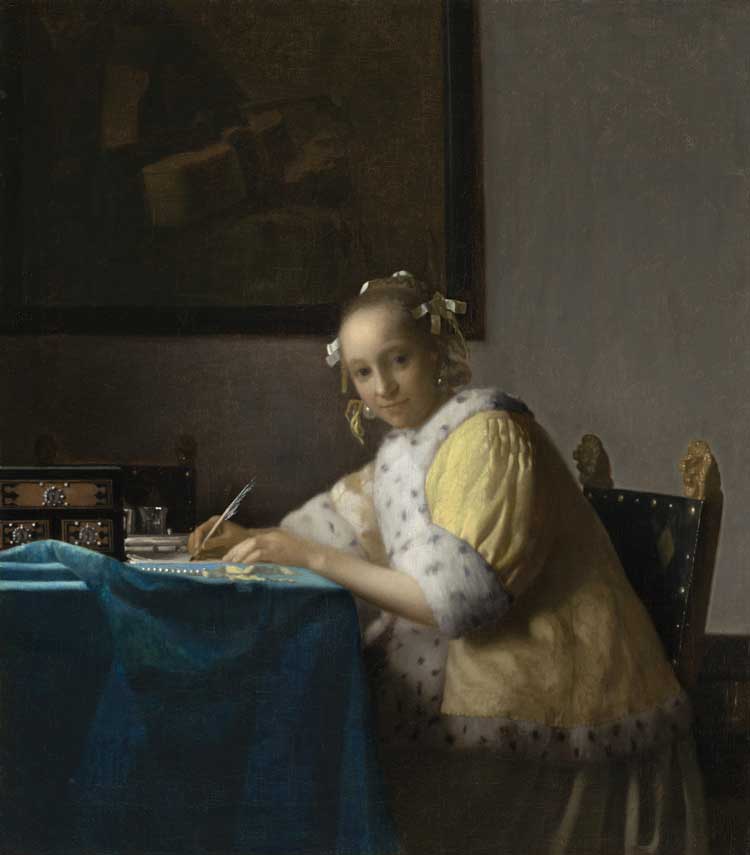 Johannes Vermeer, A Lady Writing, 1664-67. Oil on canvas. National Gallery of Art, Washington. Gift of Harry Waldron Havemeyer and Horace Havemeyer Jr., in memory of their father, Horace Havemeyer.